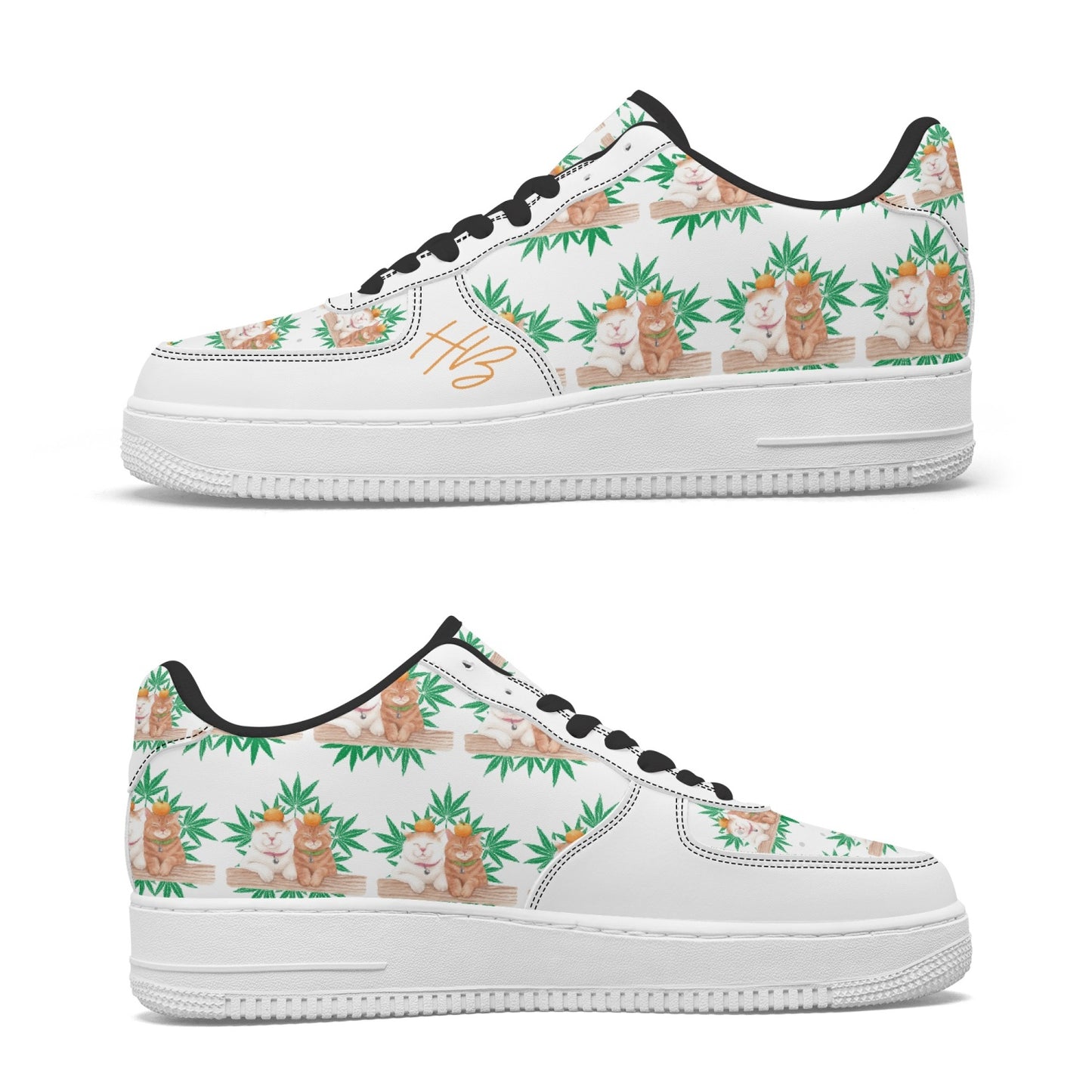 Cats Love Plants Leather Low Tops