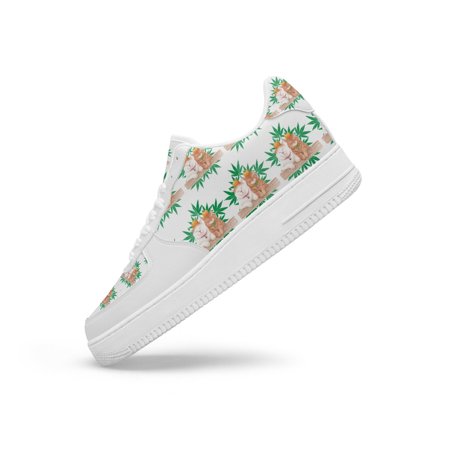 Cats Love Plants Leather Low Tops