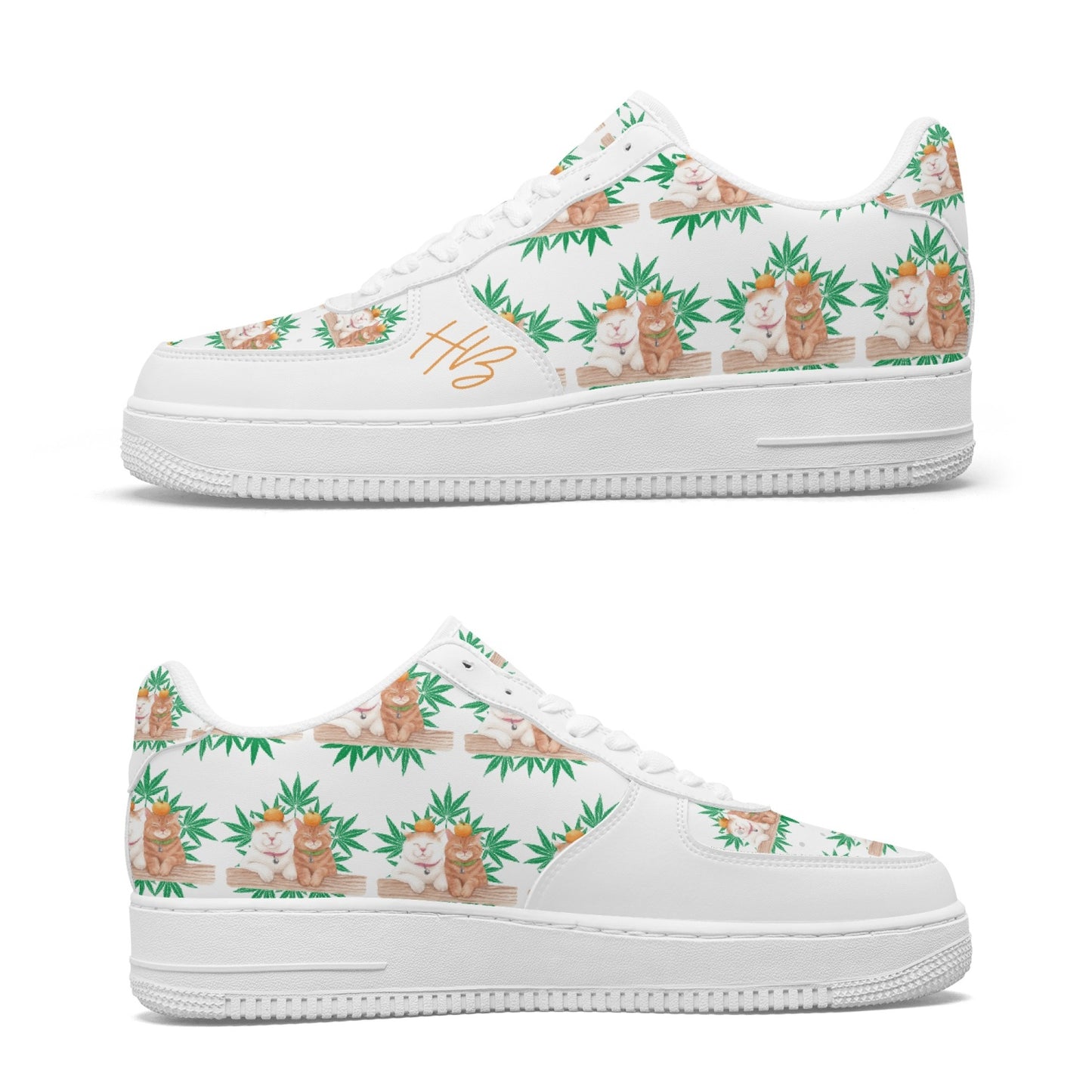 Cats Love Plants Leather Low Tops