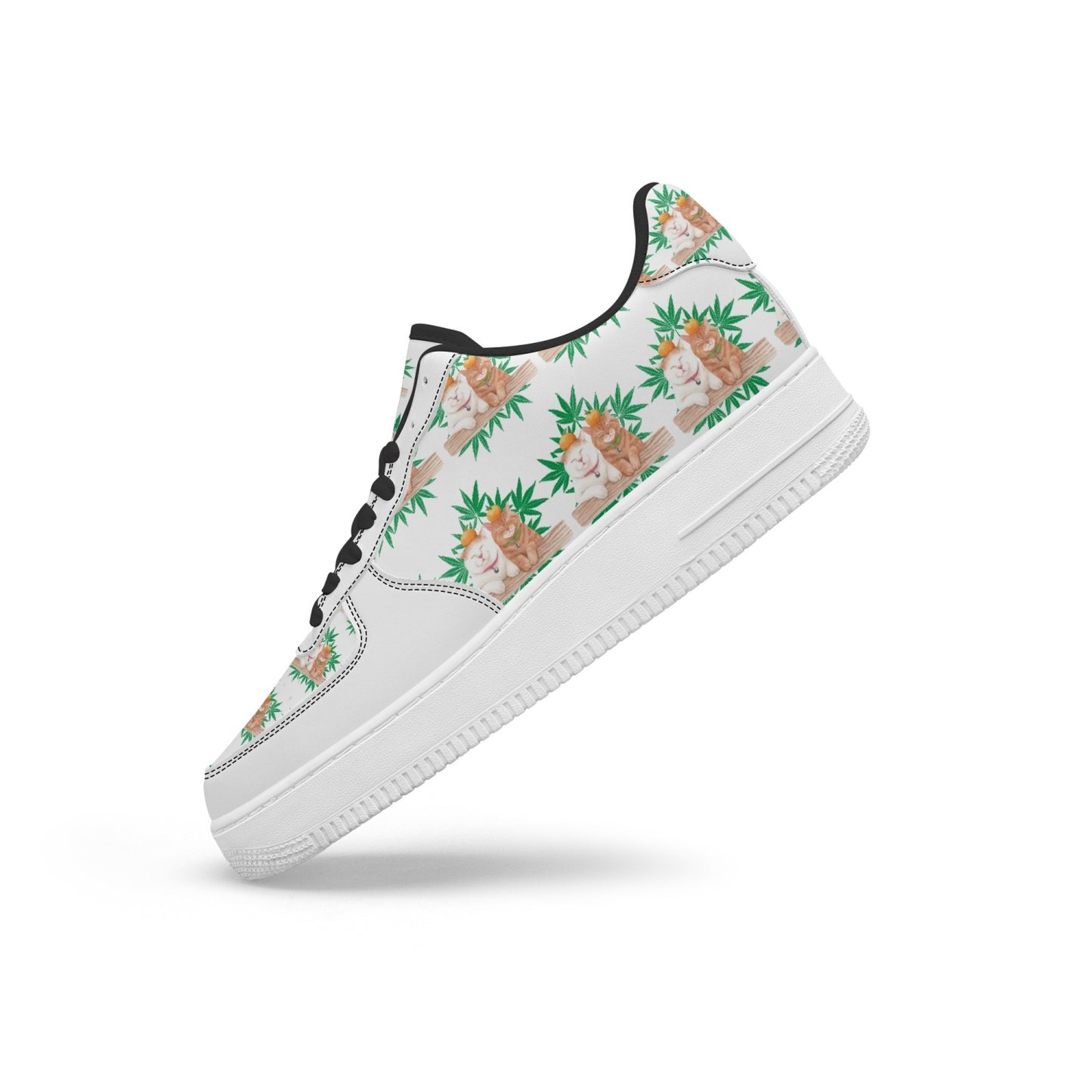 Cats Love Plants Leather Low Tops