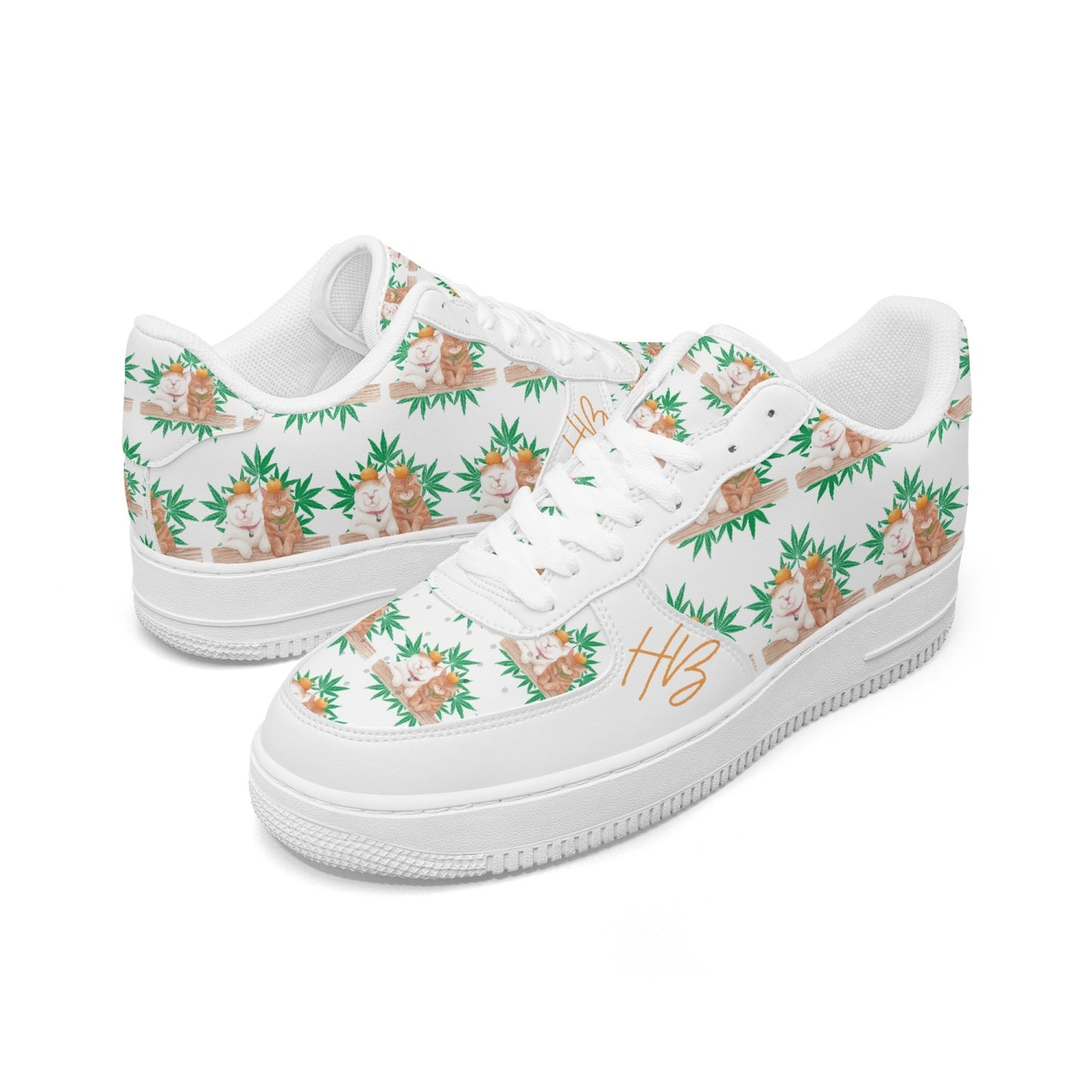 Cats Love Plants Leather Low Tops