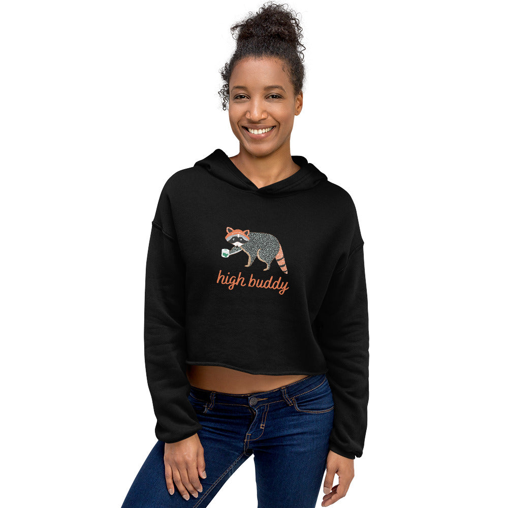 Raccoon Weed Thief Crop Hoodie