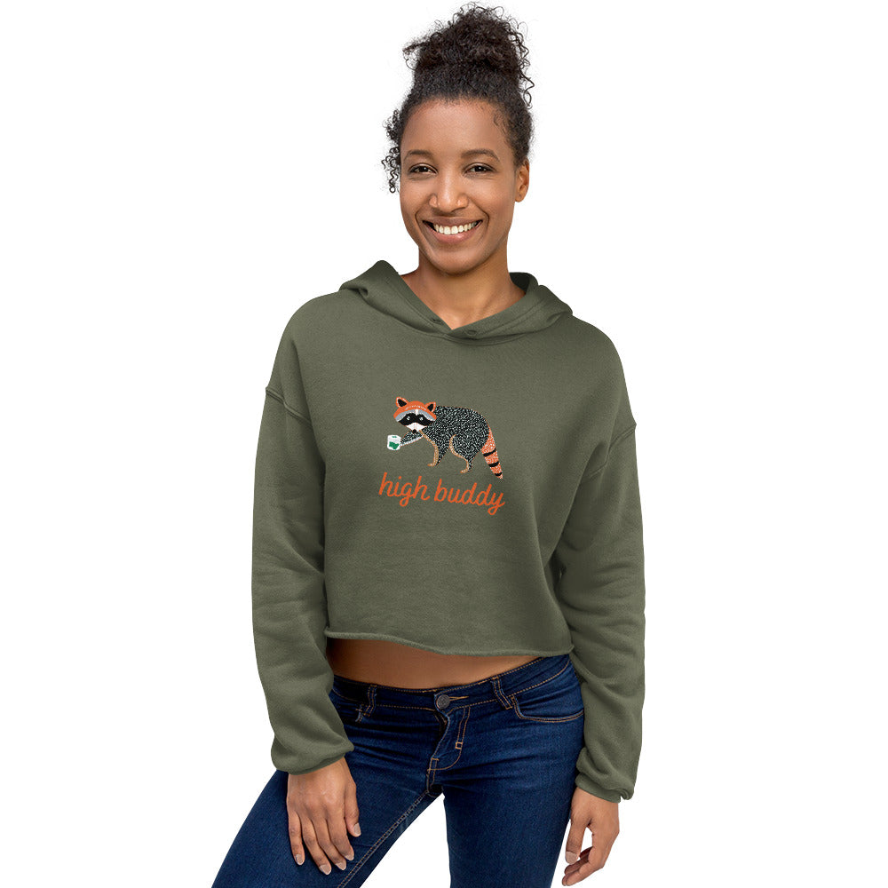 Raccoon Weed Thief Crop Hoodie