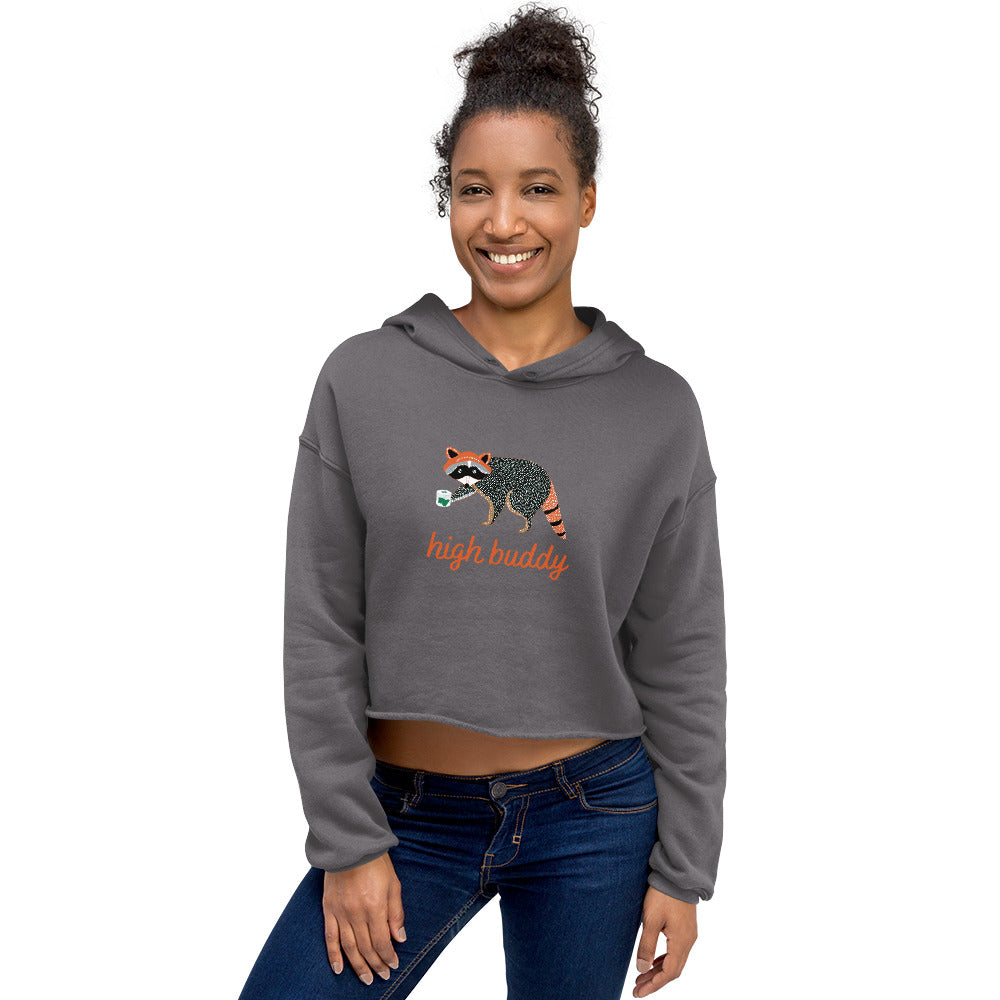 Raccoon Weed Thief Crop Hoodie