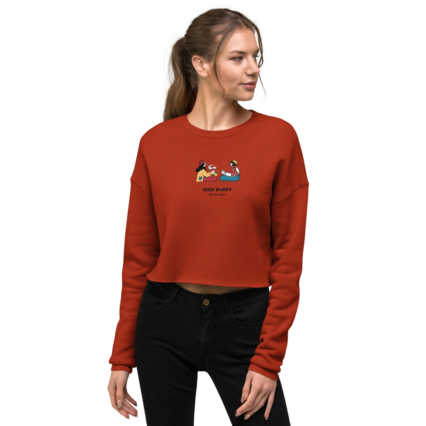 Friends With Buddies Crop Crewneck Sweatshirt