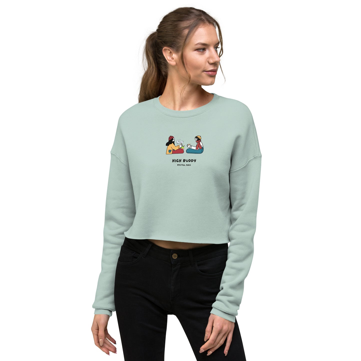 Friends With Buddies Crop Crewneck Sweatshirt